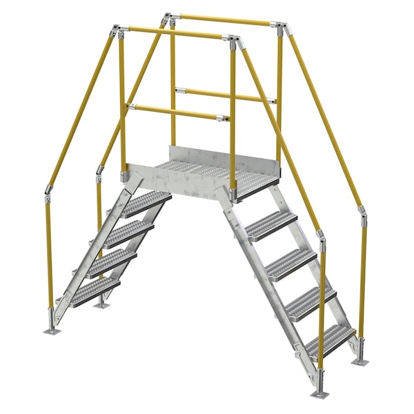Vestil 5 Step Galvanized Steel Cross-Over Ladder 91.5"x92.15" 500lb Capacity COL-5-46-23-HDG - main